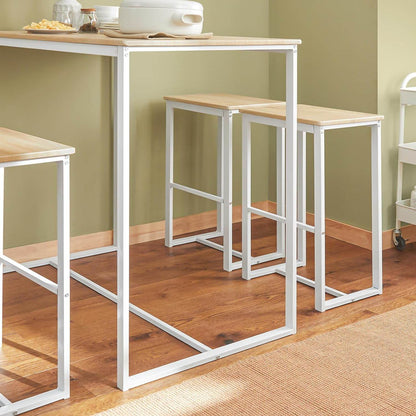 Bartisch mit 4 Hockern | Bartisch set | Stehtisch | 5-teilig | weiß-natur | OGT15-WN - Palo24
