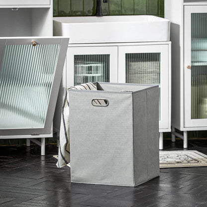 Wäscheschrank mit Wäschesack | Wäschetruhe mit Glastür | Wäschesammler | Weiss BZR116-W - Palo24