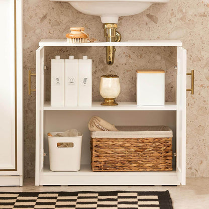 Waschbeckenunterschrank | Badschrank | Waschtisch | Weiß+Gold | BZR86-W - Palo24