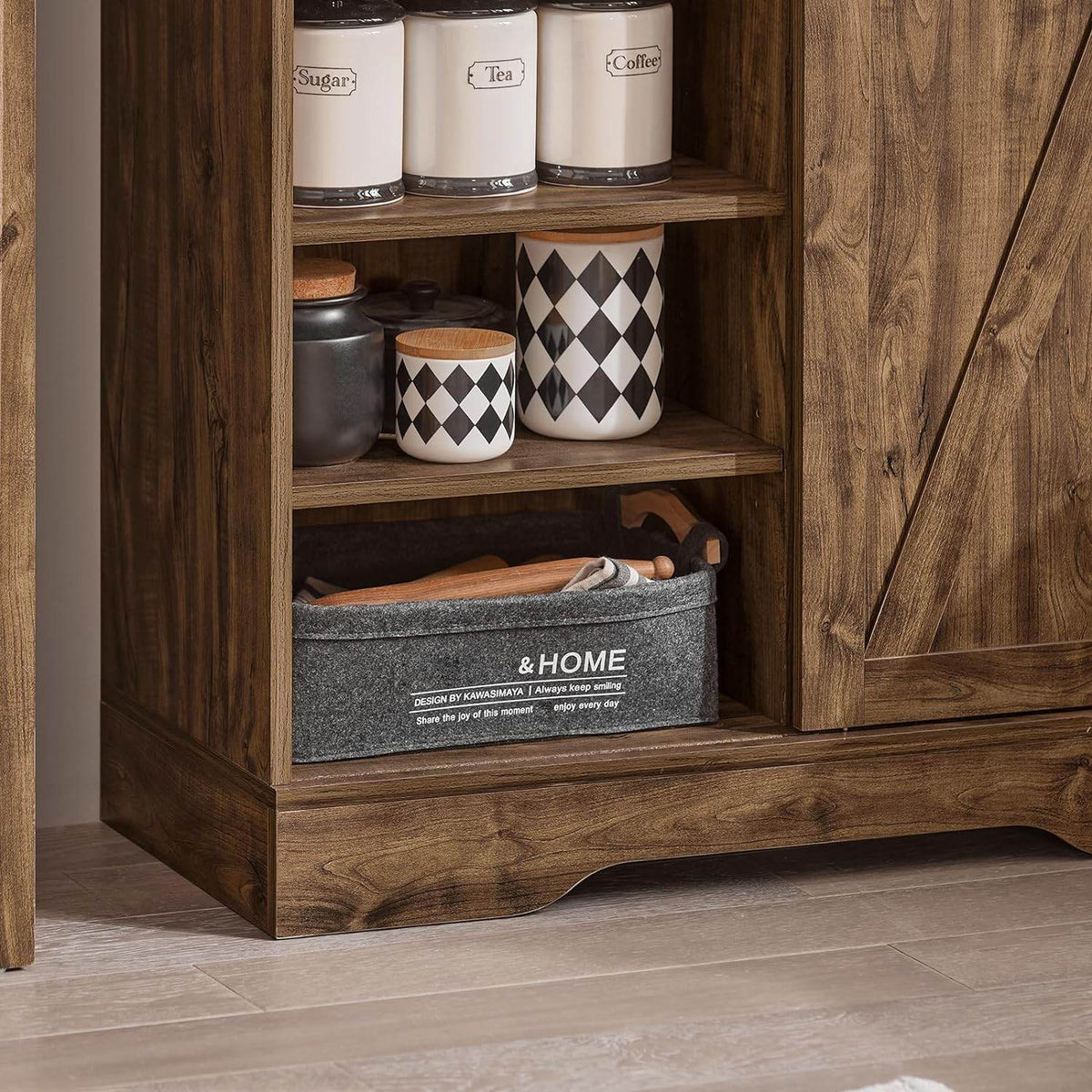 Sideboard mit Schiebetür | Kommode | Küchenschrank | Hochschrank | Dunkelbraun | FSB83-N - Palo24