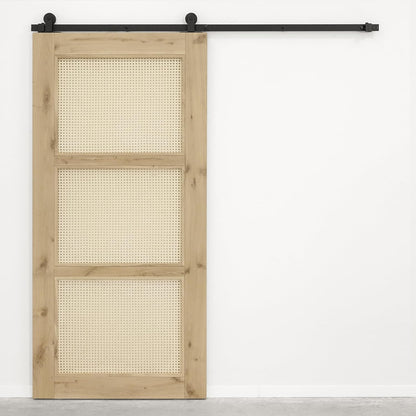 Schiebetür im rustikalen Stil mit Rattan ALTEA 100x210 Rohholz - Palo24