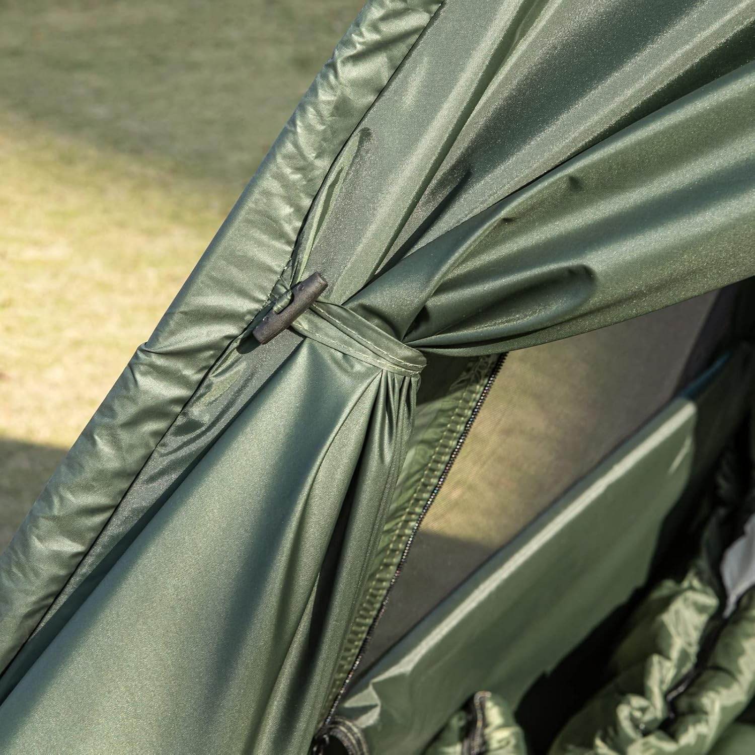 4in1-Zelt Für 2 Personen Wurfzelt Feldbett Mit Campingliege Grün - Palo24