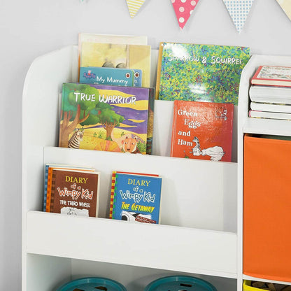 Kinderbücherregal | Spielzeugtruhe | Aufbewahrungsregal für Kinder | Weiss KMB37-W - Palo24