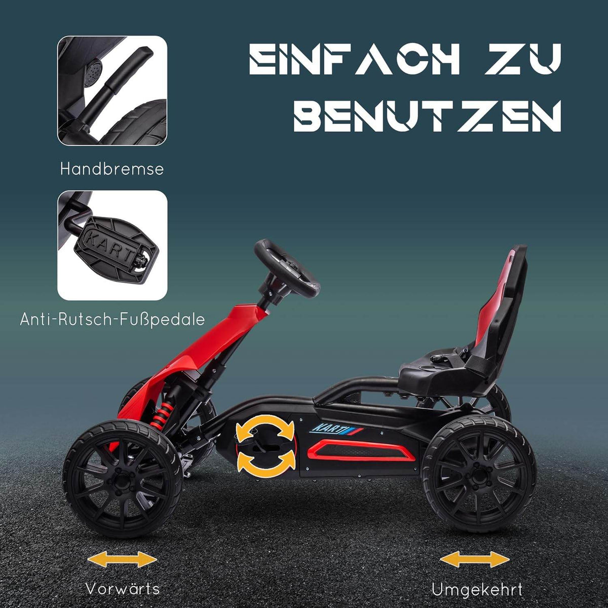 Go Kart Pedal Go Kart Rückwärts-uns Vorwärtsgang Rot +Schwarz - Palo24