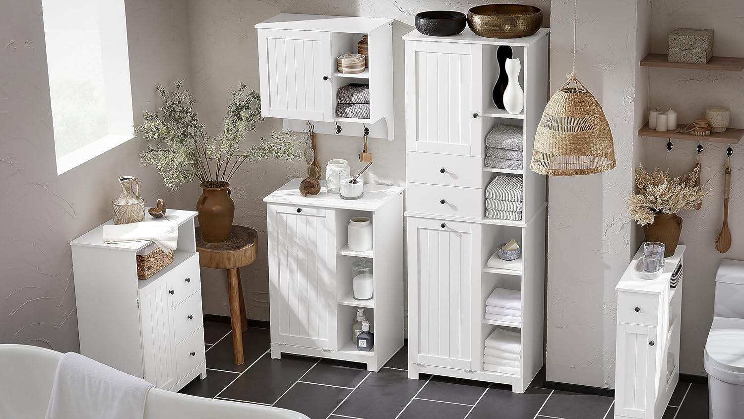 Badkommode | Badzimmerschrank | Flurschrank | Weiss BZR107-W - Palo24