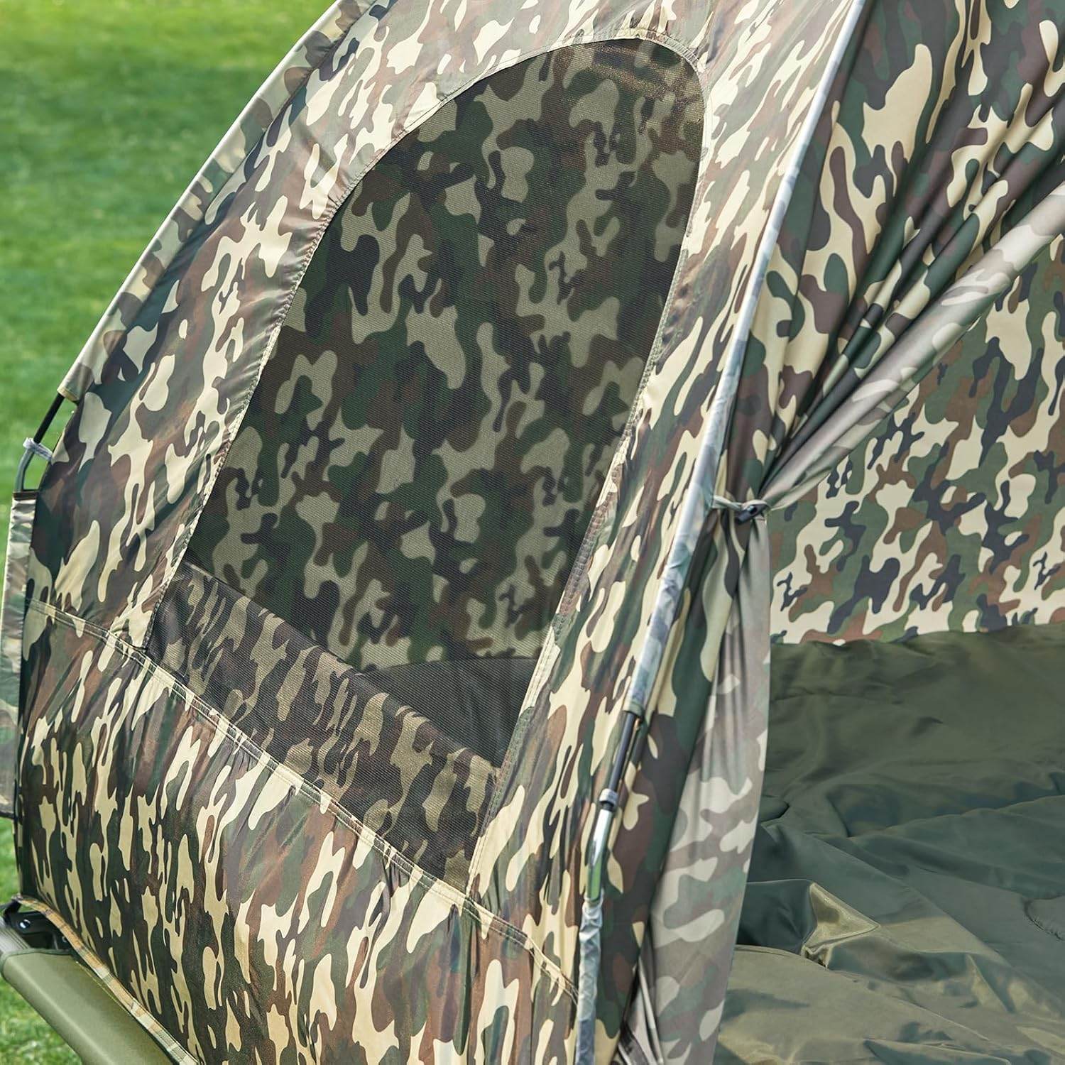 4in1-Zelt Für 2 Personen Wurfzelt Feldbett Mit Campingliege Tarnfarbe - Palo24