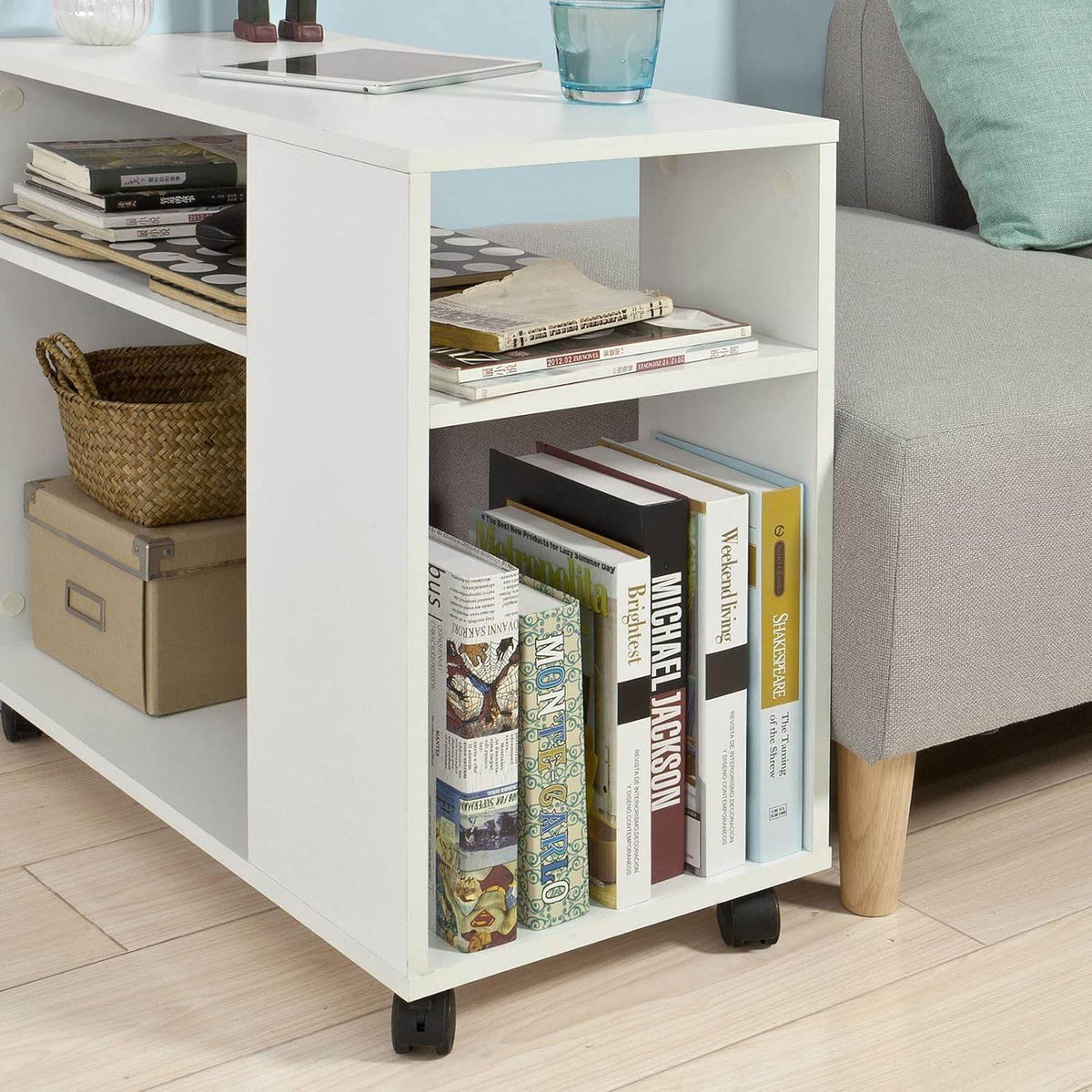 Beistelltisch mit Rollen | Druckertisch | Couchtisch Weiss FBT34-W - Palo24