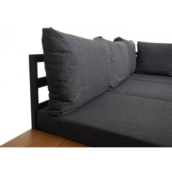 Garten Garnitur HWC-H54b, Garnitur Sitzgruppe Garten-/Lounge-Set Sofa, Olefin Polywood Alu ~ Polster dunkelgrau - Palo24