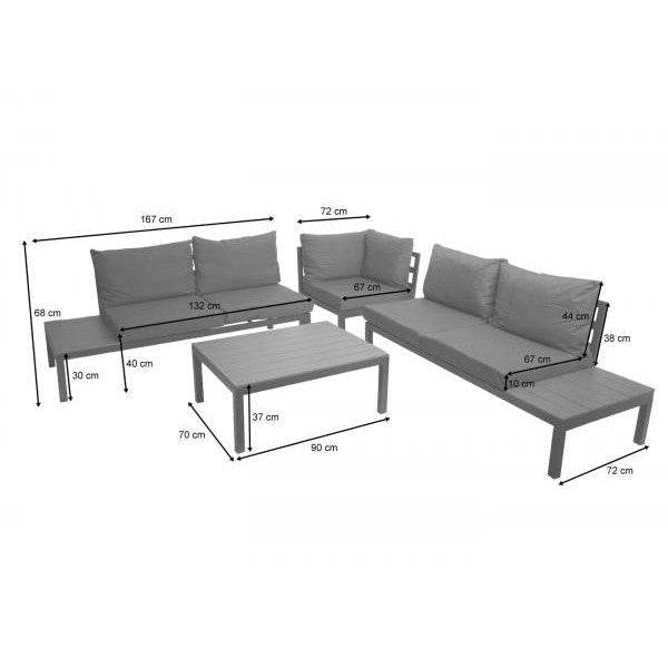 Garten Garnitur HWC-H54b, Garnitur Sitzgruppe Garten-/Lounge-Set Sofa, Olefin Polywood Alu ~ Polster dunkelgrau - Palo24