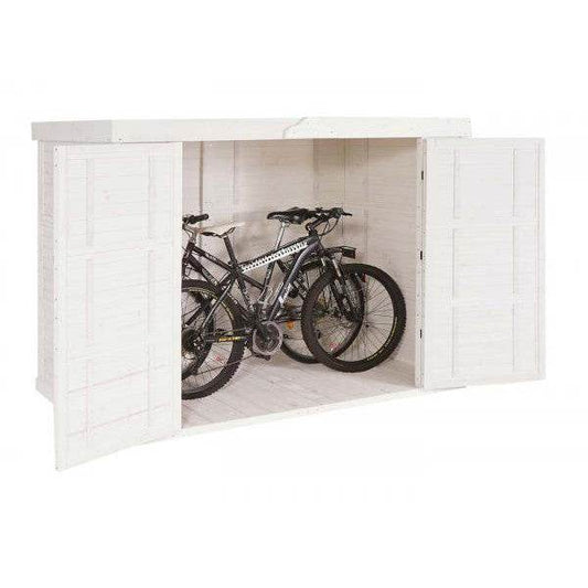 2er-Fahrradgarage HWC-H63b, Fahrradbox Gerätehaus, abschließbar MVG-zertifiziert 155x205x107cm ~ weiss - Palo24