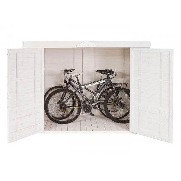 2er-Fahrradgarage HWC-H63b, Fahrradbox Gerätehaus, abschließbar MVG-zertifiziert 155x205x107cm ~ weiss - Palo24