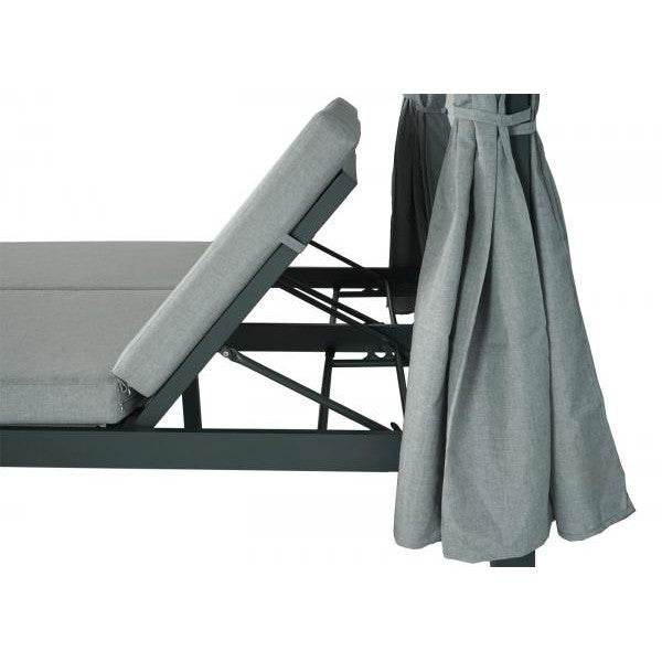 Lounge-Gartenliege Sonnenliege inkl. Abdeckhaube Bali-Liege Doppelliege, 10cm-Polster Olefin Alu ~ grau - Palo24