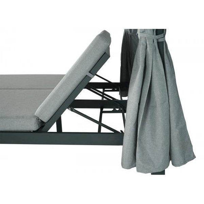 Lounge-Gartenliege Sonnenliege inkl. Abdeckhaube Bali-Liege Doppelliege, 10cm-Polster Olefin Alu ~ grau - Palo24
