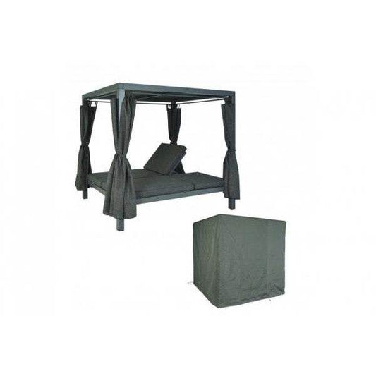 Lounge-Gartenliege HWC-J66, Sonnenliege inkl. Abdeckhaube Bali-Liege Doppelliege, 10cm-Polster Olefin Alu ~ anthrazit - Palo24