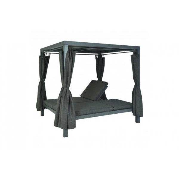 Lounge-Gartenliege XL Sonnenliege Bali-Liege Doppelliege Outdoor-Bett, 10cm-Polster aus Olefin Alu ~ anthrazit - Palo24