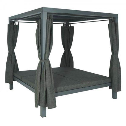 Lounge-Gartenliege XL Sonnenliege Bali-Liege Doppelliege Outdoor-Bett, 10cm-Polster aus Olefin Alu ~ anthrazit - Palo24