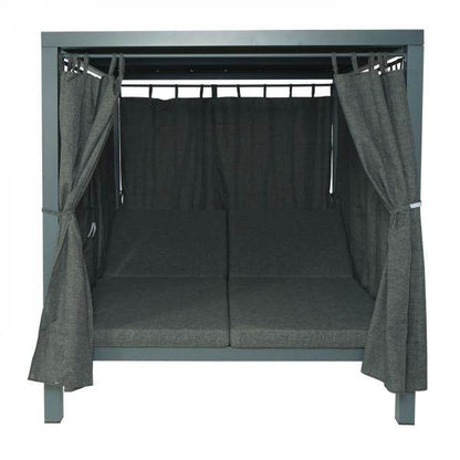 Lounge-Gartenliege XL Sonnenliege Bali-Liege Doppelliege Outdoor-Bett, 10cm-Polster aus Olefin Alu ~ anthrazit - Palo24