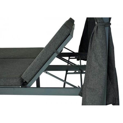 Lounge-Gartenliege XL Sonnenliege Bali-Liege Doppelliege Outdoor-Bett, 10cm-Polster aus Olefin Alu ~ anthrazit - Palo24