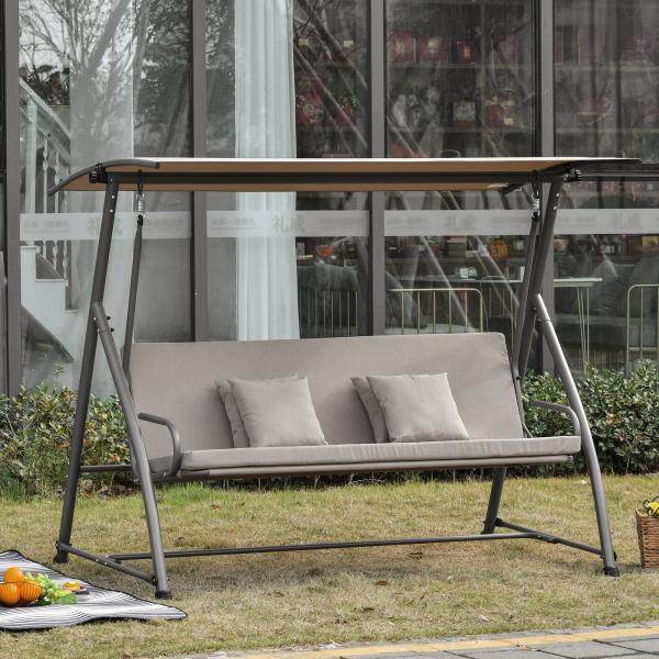 3-Sitzer Hollywoodschaukel Schaukelbank 2-in-1 Gartenliege mit Sonnendach Stahl - Palo24