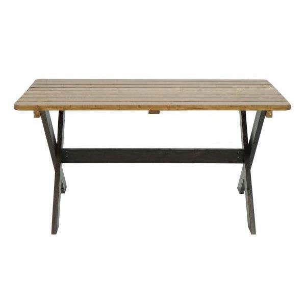 Gartentisch Holztisch, Massiv-Holz MVG-zertifiziert 149cm ~ braun, Kiefer dunkelbraun - Palo24