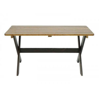 Gartentisch Holztisch, Massiv-Holz MVG-zertifiziert 149cm ~ braun, Kiefer dunkelbraun - Palo24
