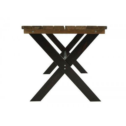 Gartentisch Holztisch, Massiv-Holz MVG-zertifiziert 149cm ~ braun, Kiefer dunkelbraun - Palo24