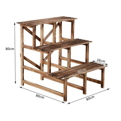 Pflanzentreppe Blumenregal Tannenholz 3 Stufen L80 x W80 x H80cm - Palo24