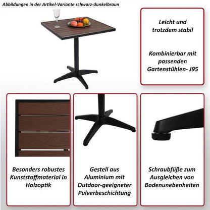 Gartentisch HWC-J95, Balkontisch Bistrotisch, Gastronomie Outdoor-Beschichtung Aluminium Polywood ~ schwarz, grau - Palo24