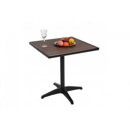 Gartentisch HWC-J95, Balkontisch Bistrotisch, Aluminium Polywood ~ schwarz, dunkelbraun - Palo24