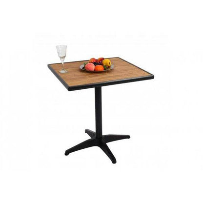 Gartentisch HWC-J95, Balkontisch Bistrotisch, Gastronomie Outdoor-Beschichtung Aluminium Polywood ~ schwarz, teak braun - Palo24