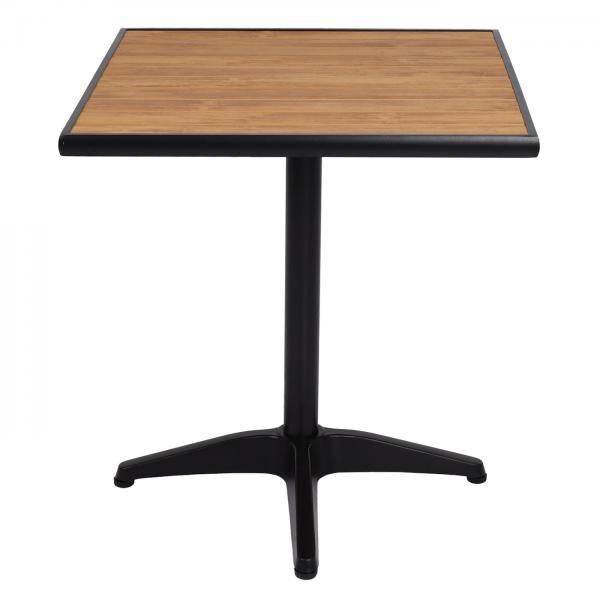 Gartentisch HWC-J95, Balkontisch Bistrotisch, Gastronomie Outdoor-Beschichtung Aluminium Polywood ~ schwarz, teak braun - Palo24