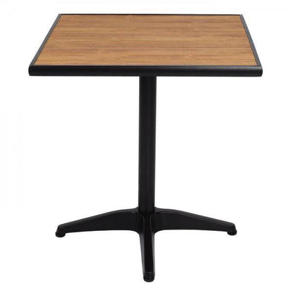 Gartentisch HWC-J95, Balkontisch Bistrotisch, Gastronomie Outdoor-Beschichtung Aluminium Polywood ~ schwarz, teak braun - Palo24