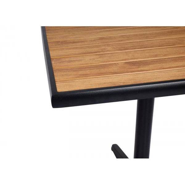 Gartentisch HWC-J95, Balkontisch Bistrotisch, Gastronomie Outdoor-Beschichtung Aluminium Polywood ~ schwarz, teak braun - Palo24