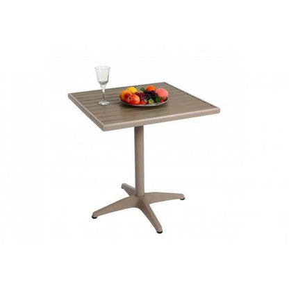 Gartentisch HWC-J95, Balkontisch Bistrotisch, Gastronomie Outdoor-Beschichtung Aluminium Polywood ~ champagner, grau - Palo24