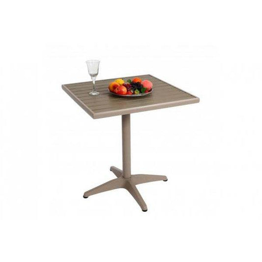 Gartentisch HWC-J95, Balkontisch Bistrotisch, Gastronomie Outdoor-Beschichtung Aluminium Polywood ~ champagner, grau - Palo24