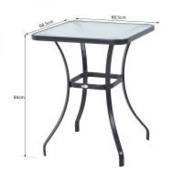 Gartentisch Bistrotisch Hartglas Metall 68,5x68,5cm Schwarz - Palo24