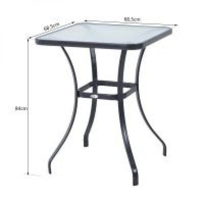 Gartentisch Bistrotisch Hartglas Metall 68,5x68,5cm Schwarz - Palo24