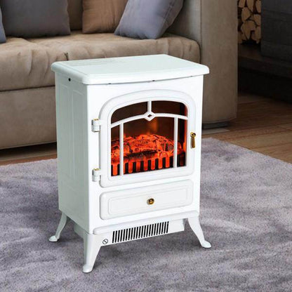 Elektrokamin Kaminofen Metall Glas Weiss - Palo24