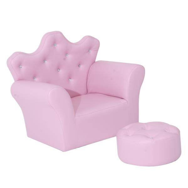 Kindersessel Kindersofa Mädchen Softsofa Kristallknöpfen Hocker Rosa - Palo24
