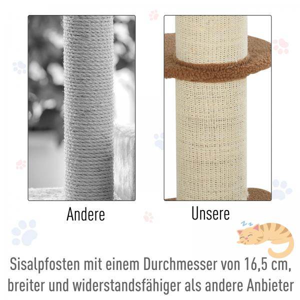 Katzenbaum Spielbaum Kratzstamm mit Plattform Sisal Lammkaschmir Hellbraun - Palo24