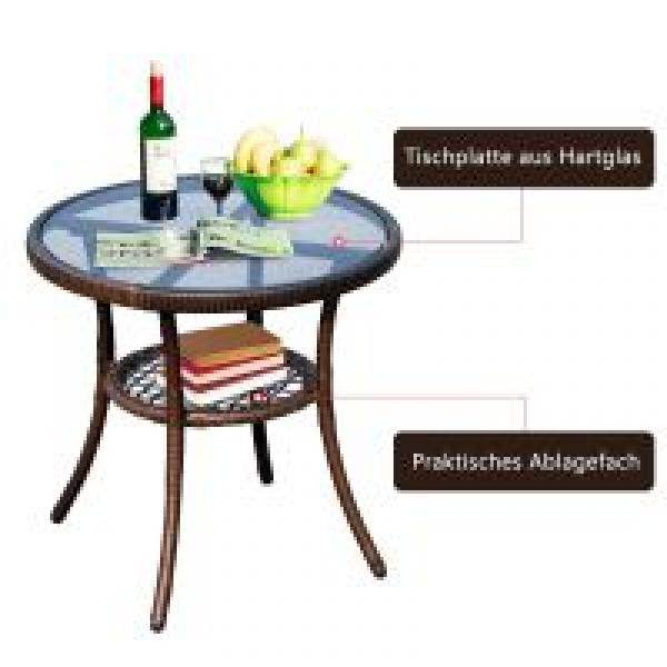Gartengarnitur Schaukelstuhl Set Sitzgruppe 3 tlg. mit Kissen Rattan Braun - Palo24
