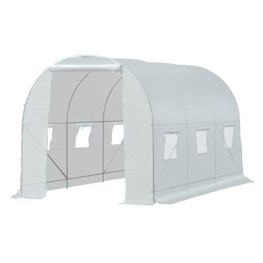 Foliengewächshaus Treibhaus begehbar mit Metallrahmen 4,45 x 2 x 2m Weiss - Palo24