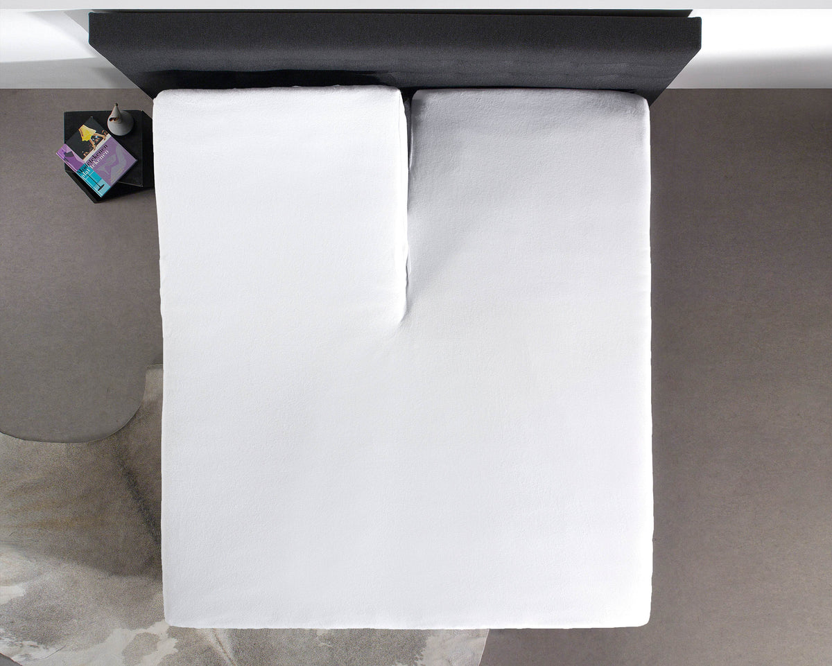 Split Topper Baumwolle Spannbettlaken Weiss 160 x 200 cm - Palo24