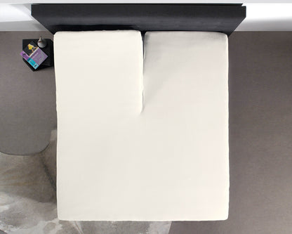 Split Topper Baumwolle Spannbettlaken Creme 160 x 200 cm - Palo24