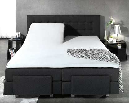 Split Topper Baumwolle Spannbettlaken Weiss 160 x 210 cm - Palo24
