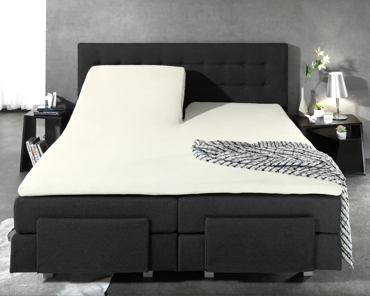 Split Topper Spannbettlaken aus Baumwolle Creme 200x220 cm