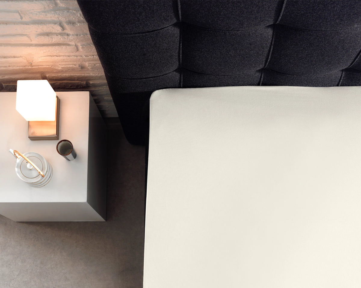 Split Topper Spannbettlaken aus Baumwolle Creme 200x220 cm