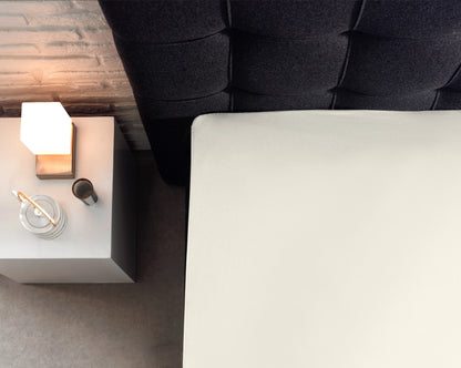 Split Topper Spannbettlaken aus Baumwolle Creme 200x220 cm