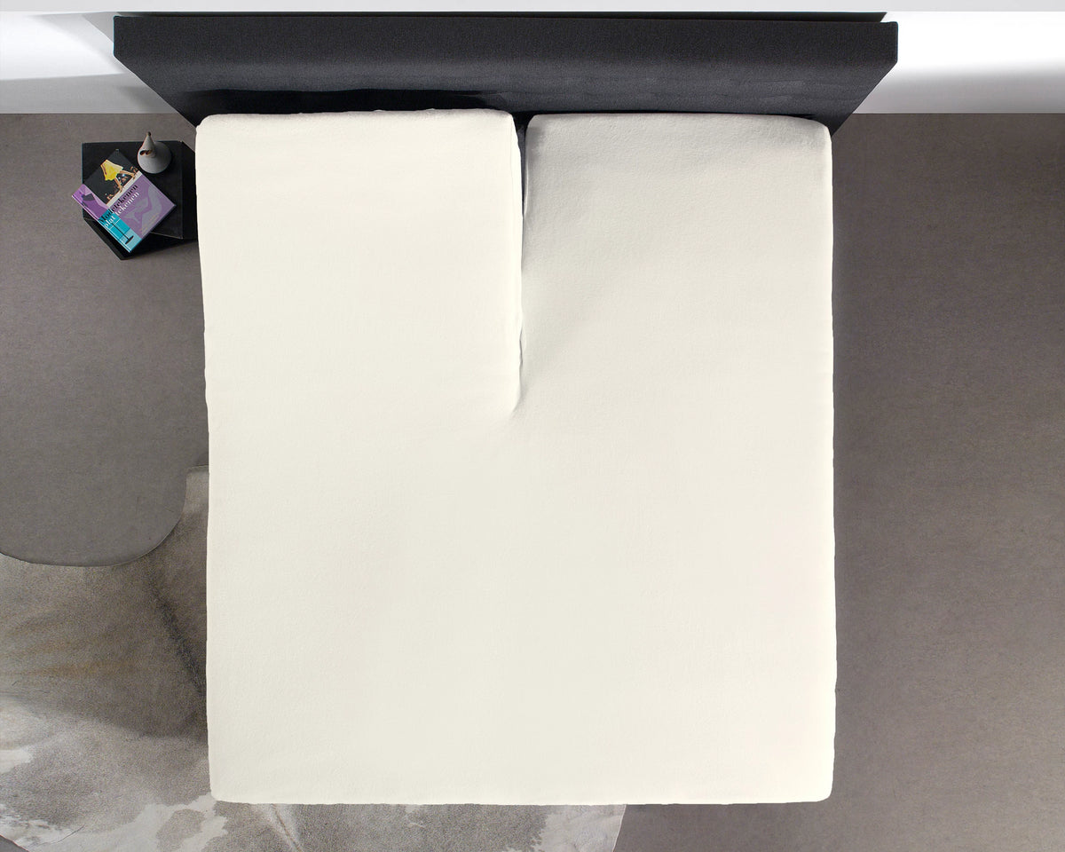 Split Topper Spannbettlaken aus Baumwolle Creme 200x220 cm