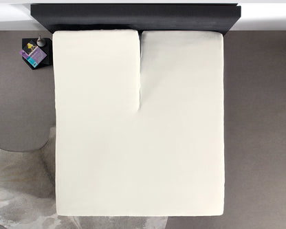 Split Topper Spannbettlaken aus Baumwolle Creme 200x220 cm